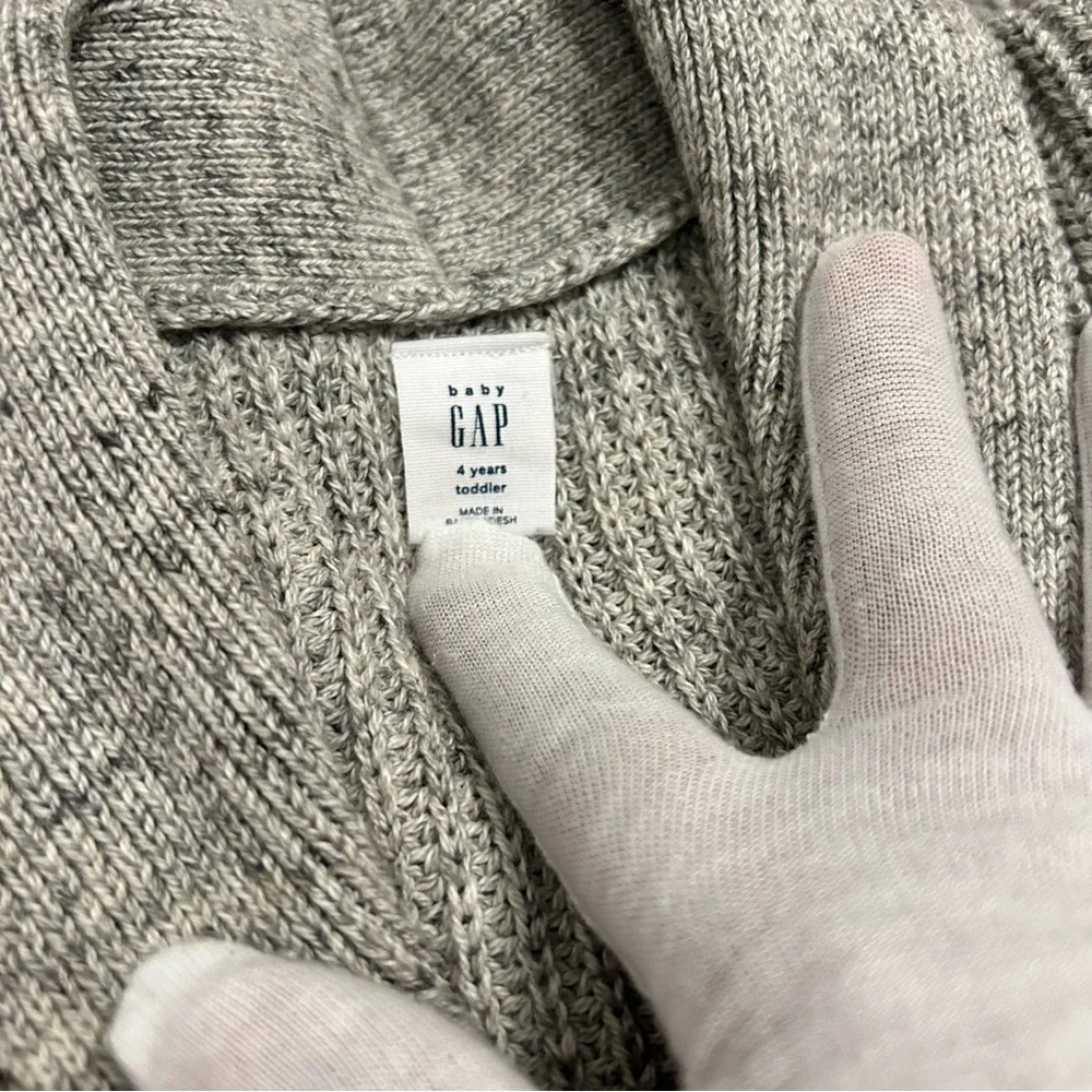 Baby Gap Shawl Collar Cardigan Sweater | Toddler 4 Years | Gray‎ Knit